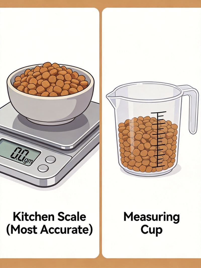 Measuring dog food portions accurately with a kitchen scale