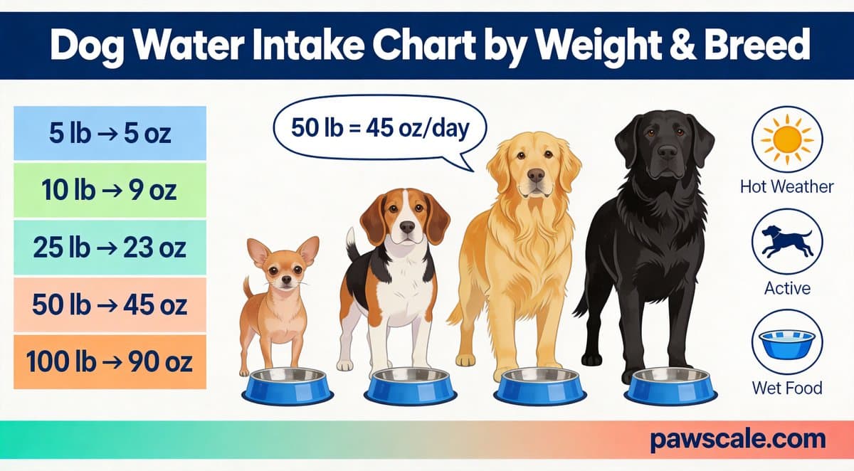 Dog Water Intake Chart by Weight and Breed - PawScale